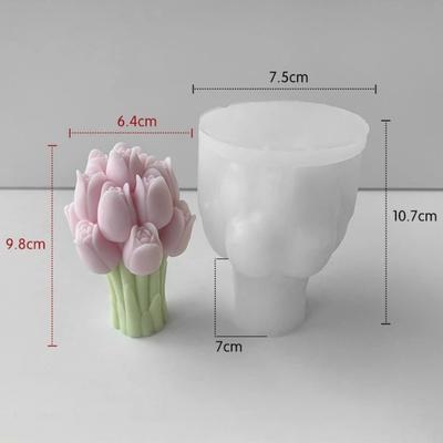 Neue 3D-Tulpen-Kerzenformen Weiches Silikon Leicht zu entformen Blume Seifenform Gipsform Flexible Harz-Bastelform DIY Hochzeitsdekoration