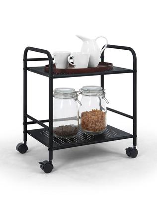 Sunny Point Steel Storage Cart, Under-Desk Storage, Side Storage, Casters with Locking Casters, Kitchen Rack (2 Tiers, Black)