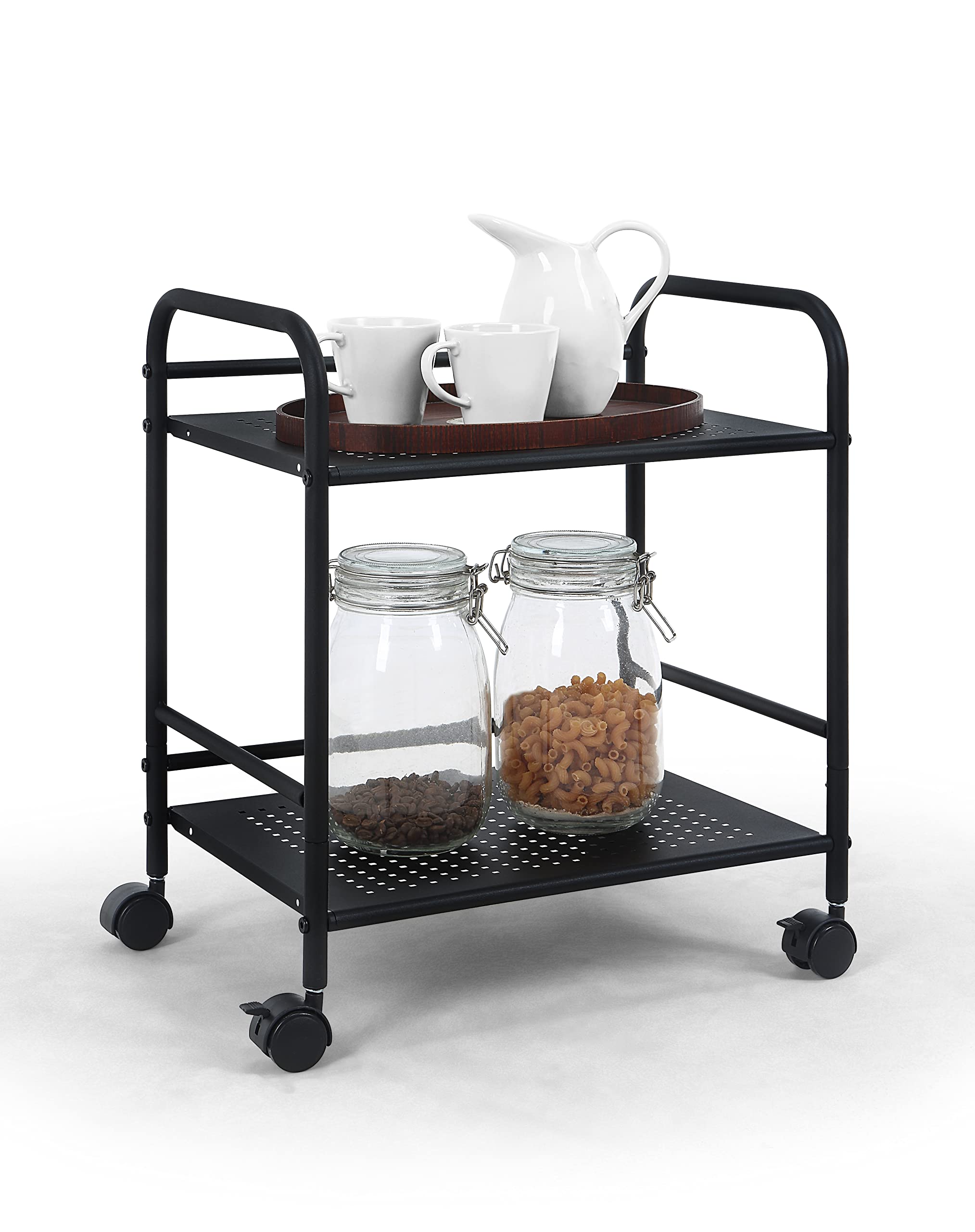 

Sunny Point Steel Storage Cart, Under-Desk Storage, Side Storage, Casters with Locking Casters, Kitchen Rack (2 Tiers, Black)
