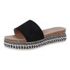 Sandals Slippers Female 2026 Summer Fashion Rhinestone Suede Flat With Muffin Bottom Outside Wear A Word Slippers