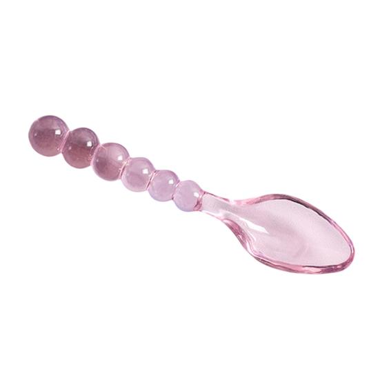 Handmade Vintage Glass Spoon Fork for Coffee Milk Long Handle Stirring Utensil Heat-Resistant Dishwasher Safe Colorful Artistic Tableware Unique