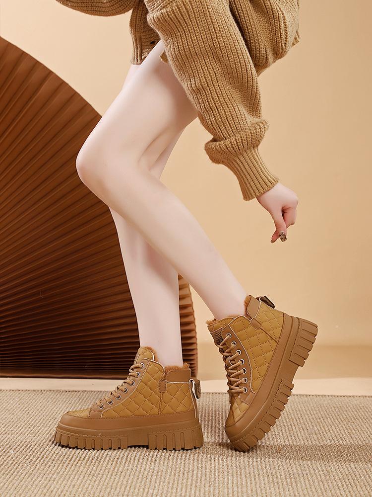 Korean version of platform boots women's 2025 winter velvet warm high-top ins tide student leisure sports cotton shoes Q501