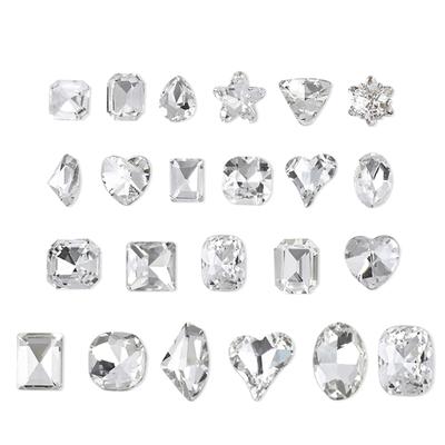 10x/Set Irregular Shape Nails Art Charms Pointed Bottom Nail Rhinestones Heart Nail Gems Charms Nail Crystals Charms