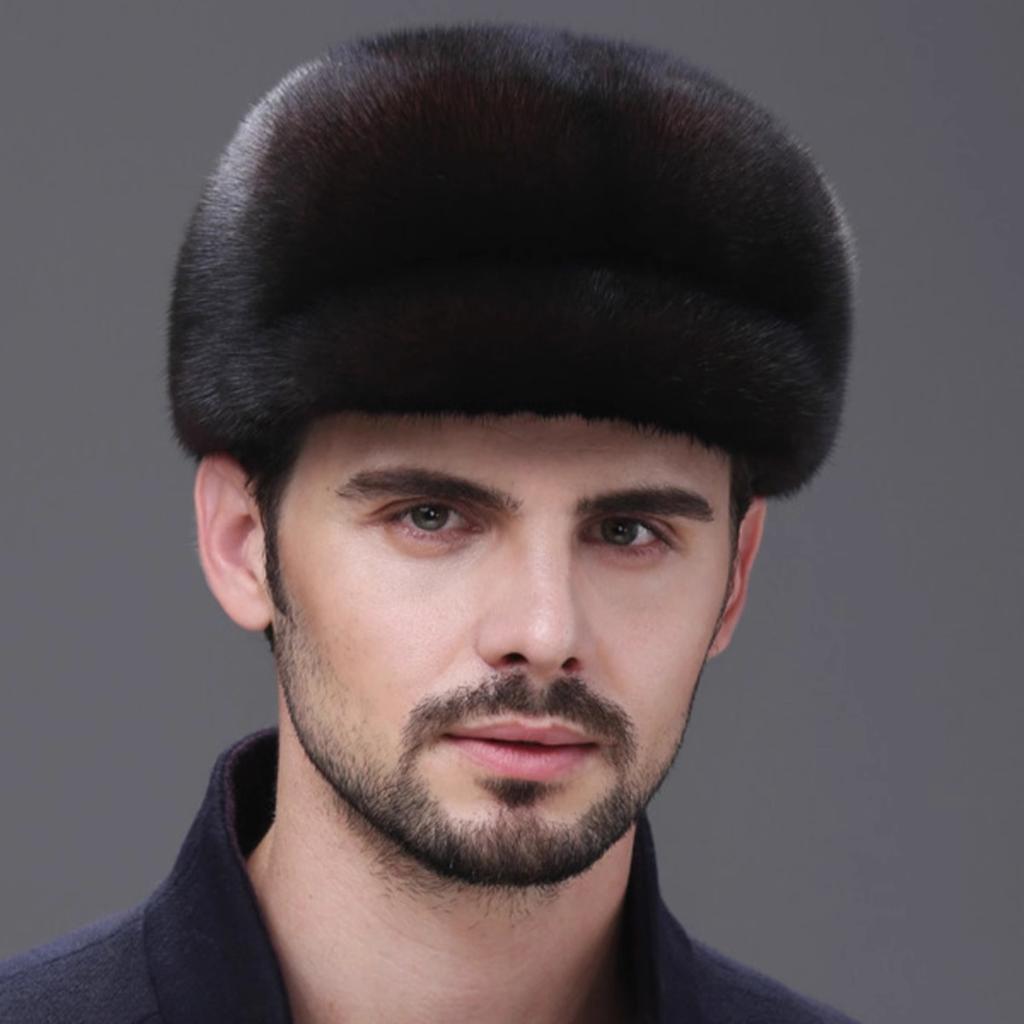Mink Hat Men's Middle-aged and Elderly Whole Mink Winter Cap Mink Fur Hat Autumn and Winter Outdoor Warm Cotton Hat