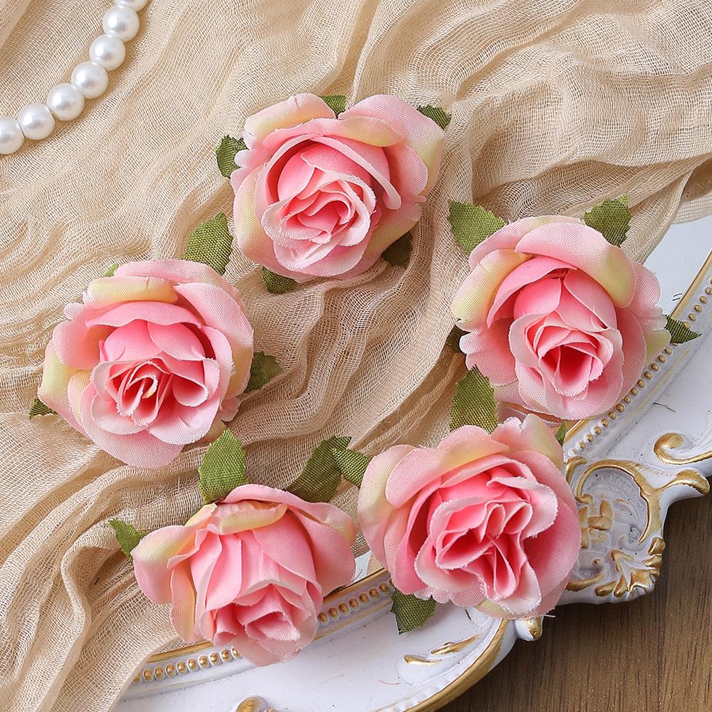 50PC Artificial Flowers DIY Candy Box Cake Home Decor Christmas Decorative Wreaths Wedding Party Garden Roses Arch Silk Fake