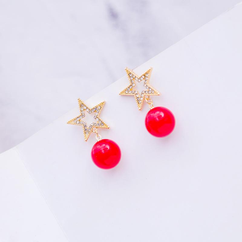 2024 Burgunderrote Ohrringe mit Schleife: Silbernadel, eleganter chinesischer Stil für Neujahr und Frühlingsfest