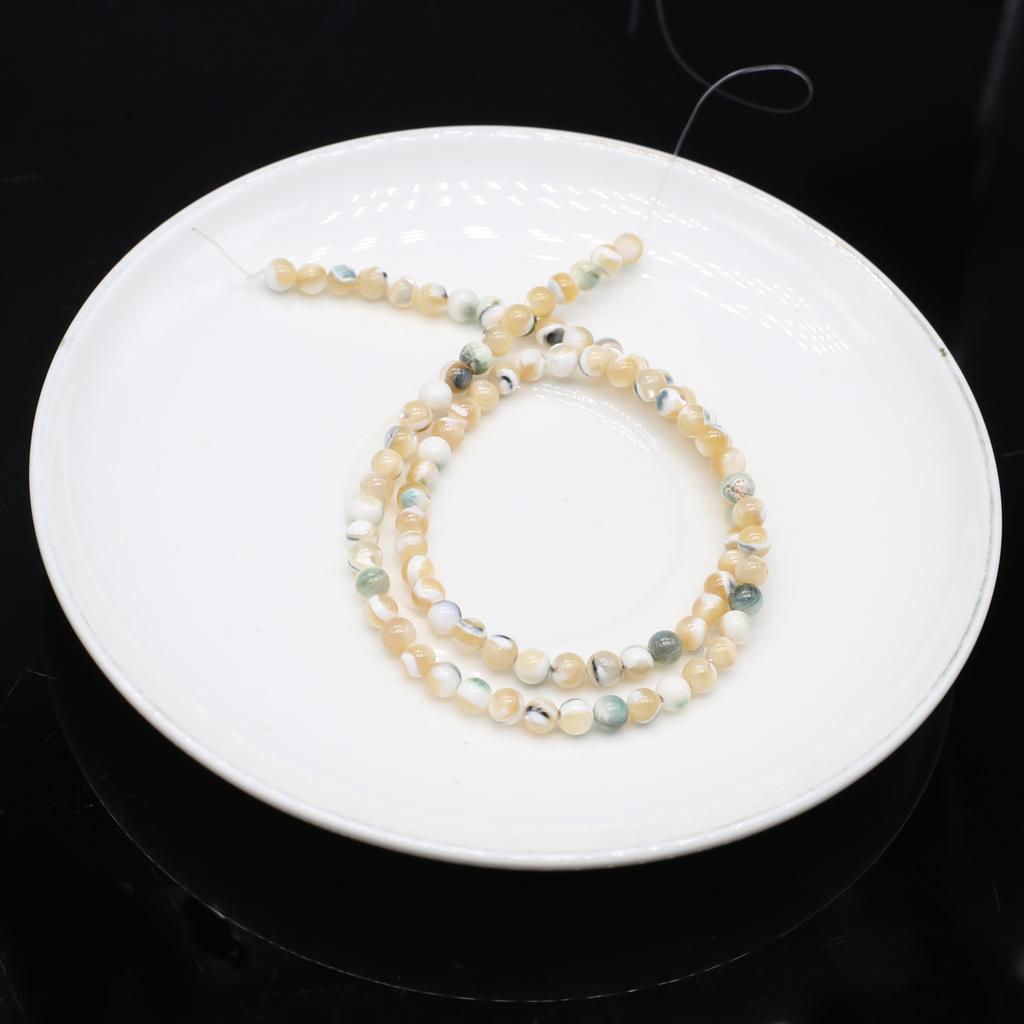 1String, Green Natural Shell Beads, Handmade Round Spacer Beads, for DIY Necklace Accessories, Jewelry Making, Unique St Patrick's Day Gift, 38cm