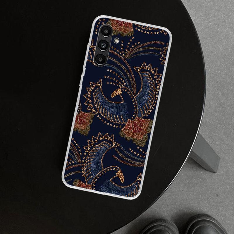 African Style Fabric Pattern Phone Case Cover for Samsung Galaxy A17 A16 A26 A36 A56 A57 A37 A15 A25 A35 A55 A14 A24 A34 A54 A13