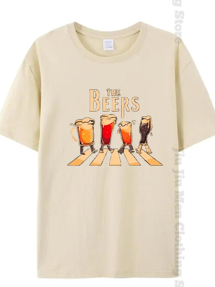 

Мужские футболки с принтом пива, дышащие брендовые топы, уличная мода, мужские повседневные летние футболки свободного кроя оверсайз, уличная одежда 4XL