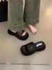 Women's Summer Thick Sole Black Petite Height-Increasing Flip-Flops 2026, Versatile Single Strap Design