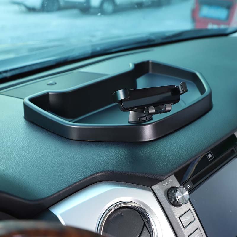 ABS Black Car Dashboard Phone Holder Storage Box Phone Holder Tray For Toyota Tundra 2014-2026 Car Accessories