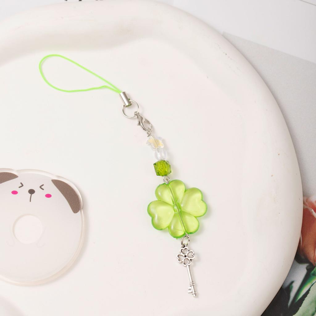 Lucky Grass Mobile Phone Chain Lanyard Beaded Pendant Ccd Camera Pendant Four-leaf Clover Versatile Bag Pendant Small Gift