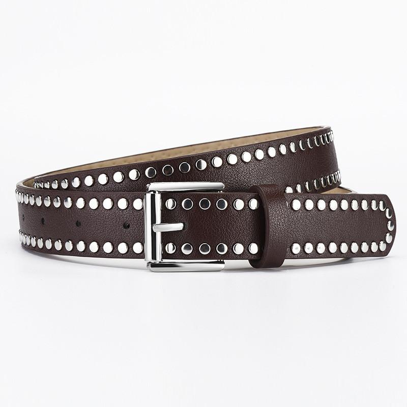 Design Unique Original Pu Leather Belt With Rivet Detailing For Womens Outfits Casual