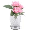 Rose Tischlampe Exquisite elegante kabellose LED-Kunstblumen-Touch-Lampe mit klarer Kristallvase