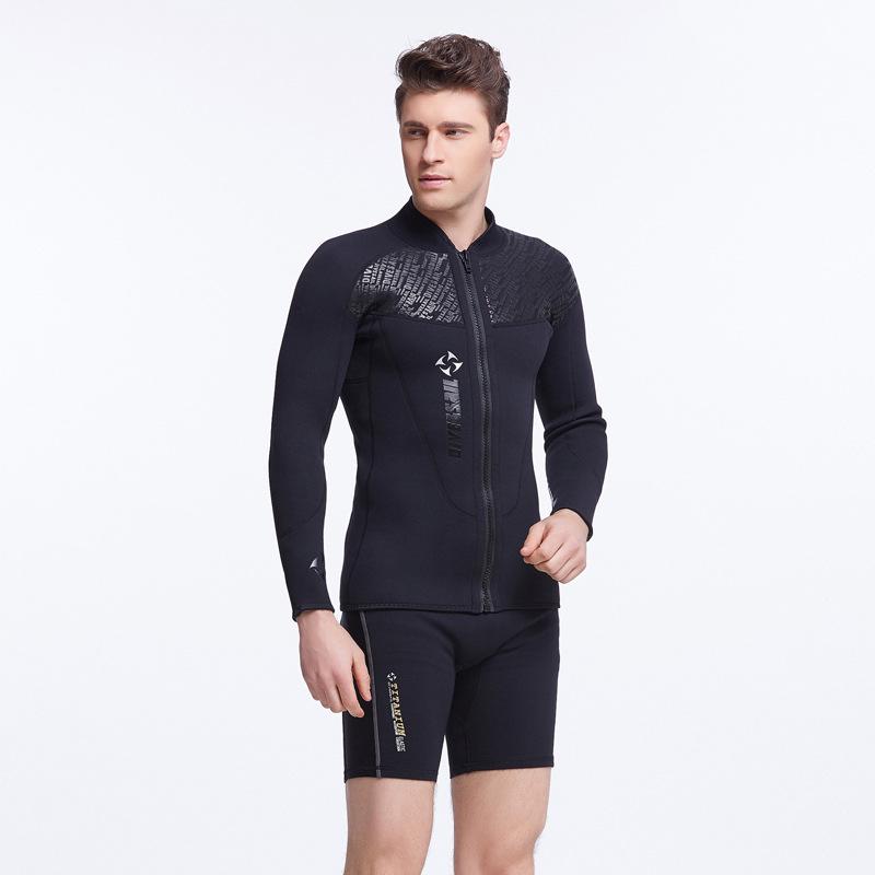 Men's 3MM Thick Cold-Proof Two-Piece Wetsuit for Winter Diving, Surfing, and Snorkeling