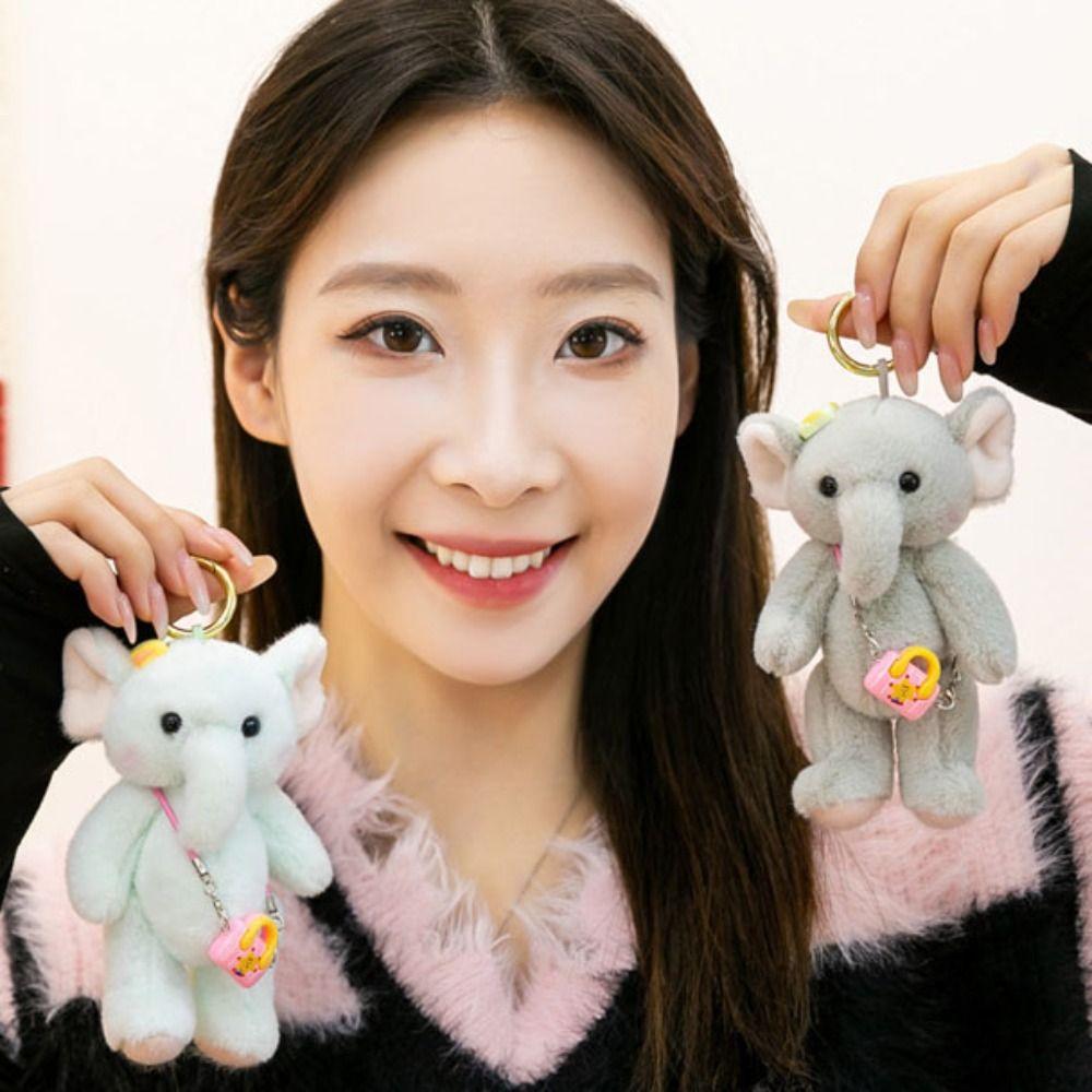 Anti-lost Elephant Plush Toy Cartoon Elephant Plush KeyChain Elephant Backpack Pendant  Bag Pendant