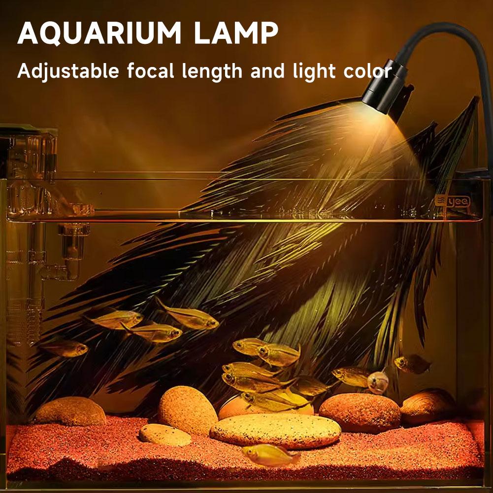 USB Adjustable Focus Aquarium Spot Light Aquascape Clip Lamp for Nano Fish Tank 360° Rotatable Clip Light for Betta/Small Aquariums Accessories