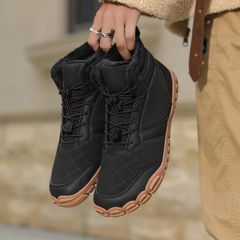 Men's and women's soft elastic winter warm cold padded snow boots thick-soled non-slip wear-resistant outdoor leisure sports five fingers cotton boots