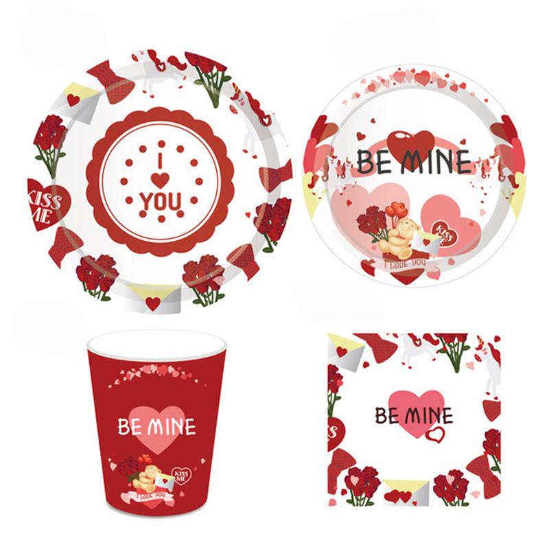 

8 шт. одноразовая посуда ко Дню святого Валентина одноразовая бумажная тарелка милая розовая форма любви для свадьбы, дня рождения, декора, вечеринки Spoon 8pcs