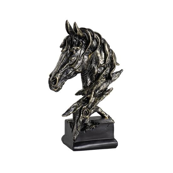 Vintage Style Horse Head Statue Collectible Resin Figurine Rustic Animal Bust Sculpture for Home Office Desk Decor