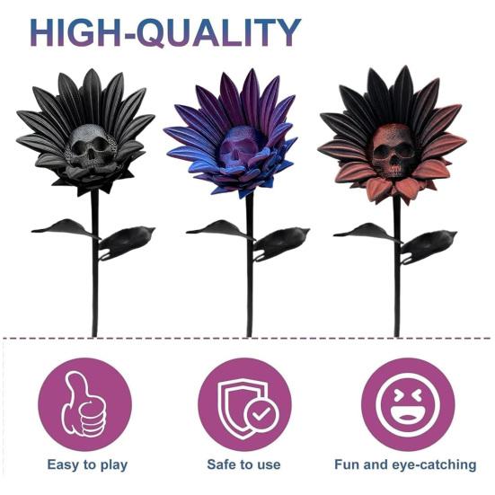 The Forbidden Sunflower Sculpture Gothic Skull Bloom Decor 3D Printed Macabre Art Halloween Ornament for Horror Home Party Decor