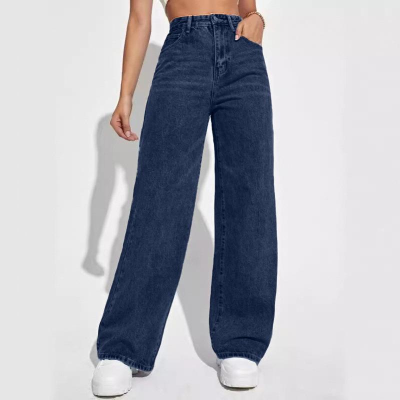 

High Waist Wide Leg Jeans for Women Casual Straight Leg Denim Pants Floor Length Loose Fit Trousers with Button Closure and Pockets XXXXXXL
