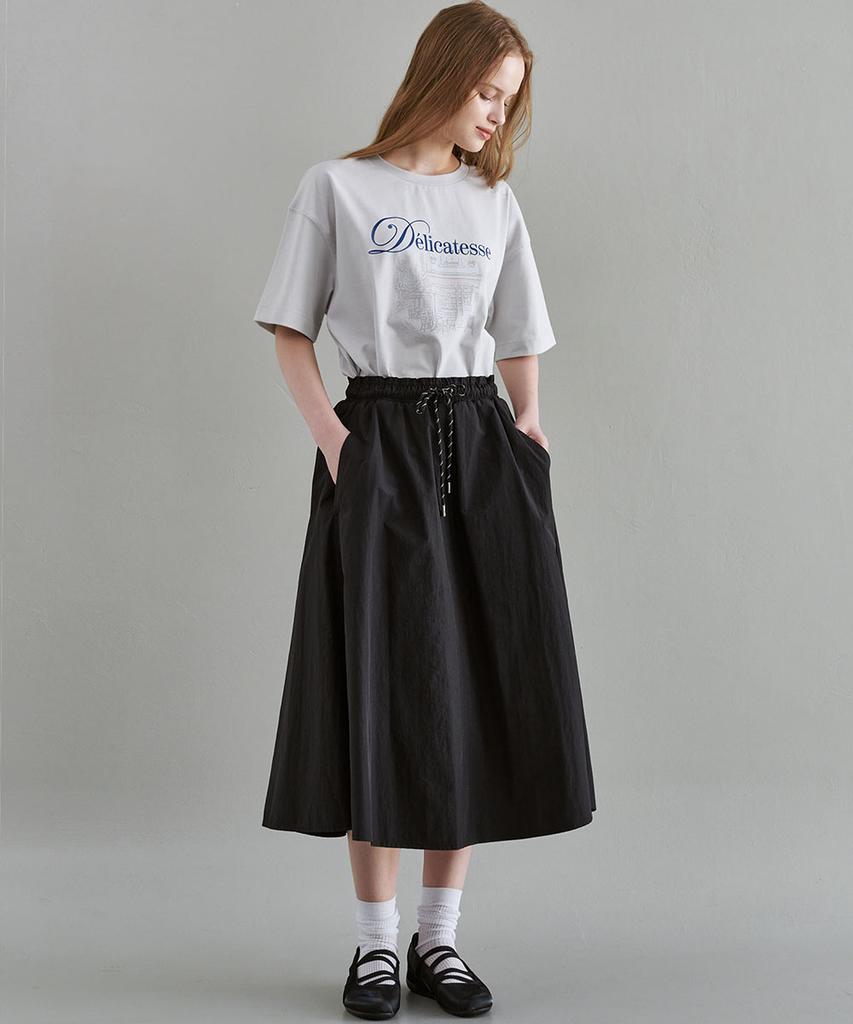 Marop 3114 Nylon Flare Skirt (Black)
