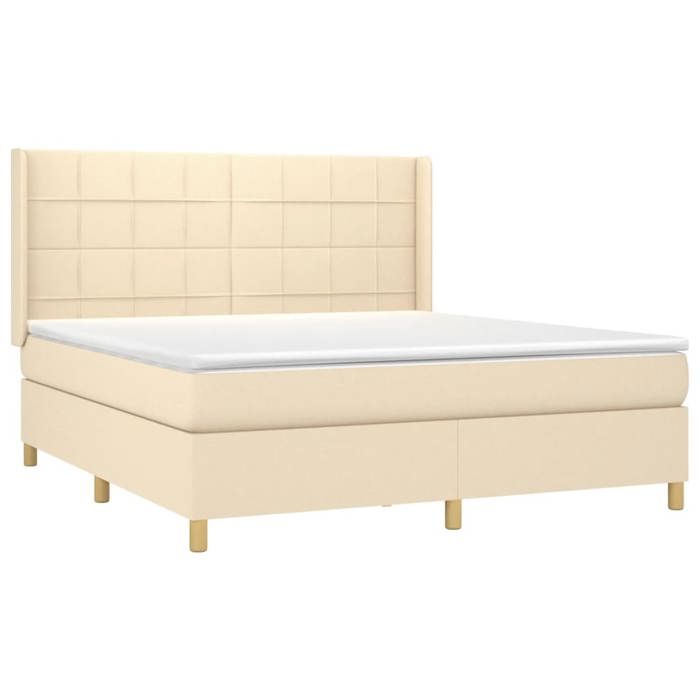 Maison Exclusive - Sommier à lattes de lit matelas et LED Crème 160x200 cm Tissu