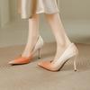 Sexy versatile pointed high heels women's 2025 new fine heel fashion temperament gradual change color patent leather light mouth single shoes