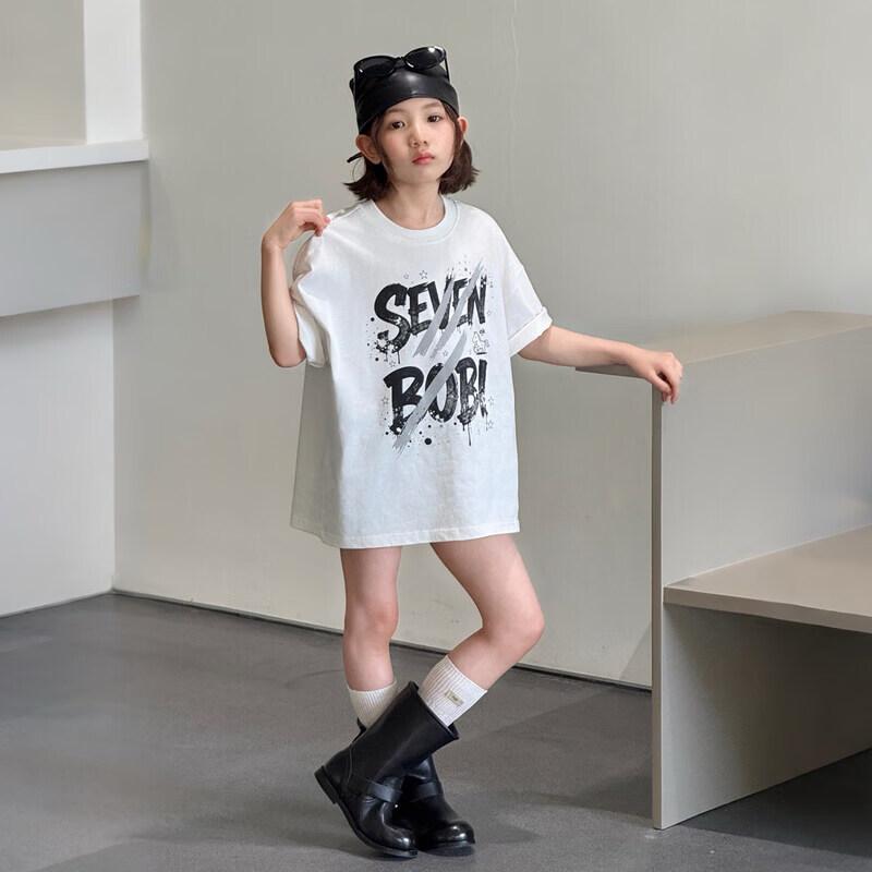 SEVEN BOBI Girls American Graffiti Print Short-Sleeve T-Shirt 140 cm