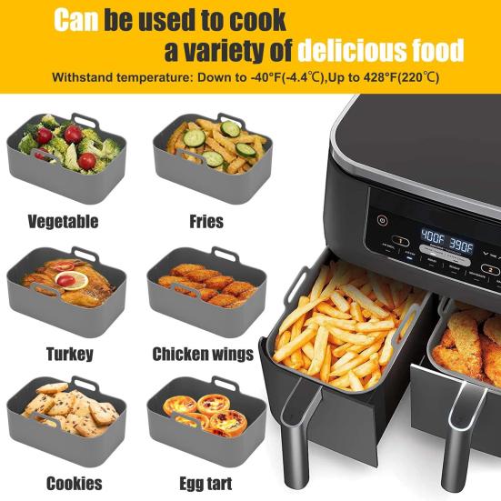 Silicone Air Fryer Liner Food Grade Non-Stick Mat Heat Resistant Reusable Baking Pan Liner Dishwasher Safe Fryer Basket Insert