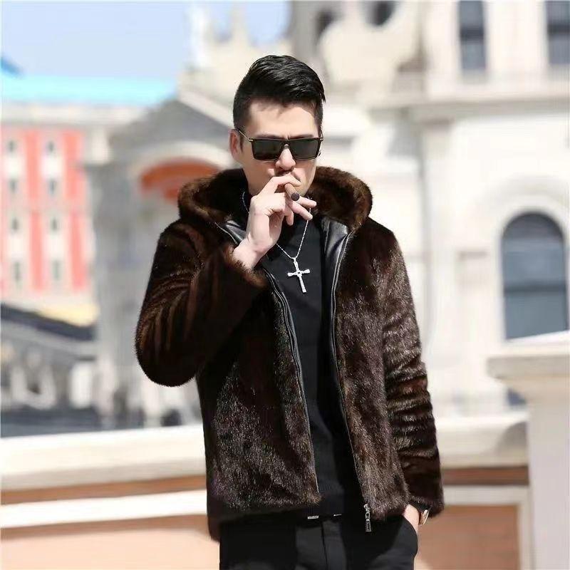 Men's top imitation mink hair imitation fur jacket thickened large size imitation fur velvet autumn and winter wear
