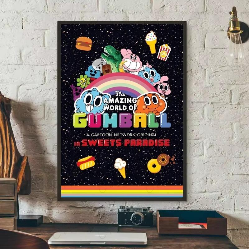 Fashion T-The Amazing World of Gumball Poster HD Art Sticky Wall Waterproof Home Living Room Bedroom Bar Aesthetic Decoration