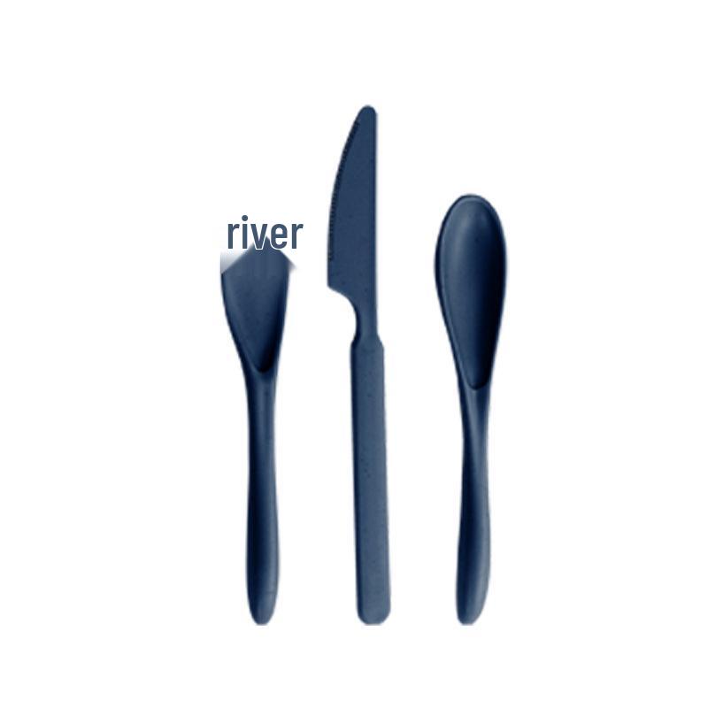 Portable Wheat Straw Tableware Set - Knife, Fork & Spoon for Outdoor & Travel, Ideal for Children & Students.