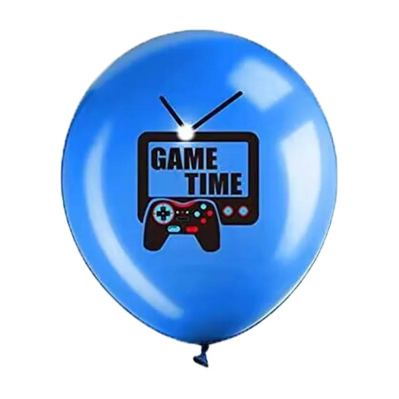 Blue Game On Theme Balloons Video Game Controller Latex Ballon Happy Boys Game Birthday Party Kids Favors Gamer Level Up Balon