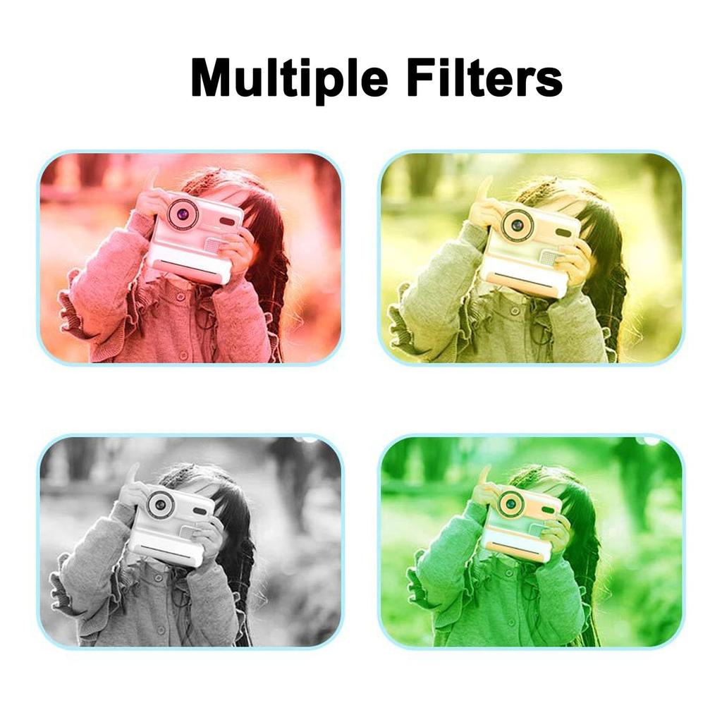 Kids Instant Print IPS Screen 1080P HD 48MP Photo Instant Camera for 16X Digital Zoom Kids Digital Camera Dual Toddler Christmas Gift Camera, 2.4-inch