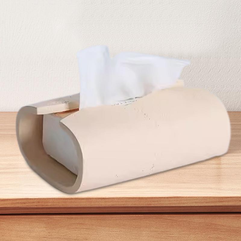 Tissue Box Organizer Modern Geometric Napkin Storage Organizer Imitation Cave Stone Living Room Desktop Napkin Organizer Modern