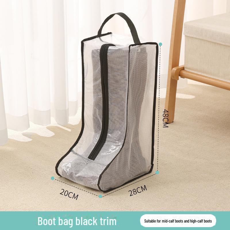 Transparent PEVA Mesh Zippered Boot Storage Bag for Moisture-Proof Seasonal Shoe Organization