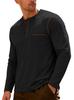 Men's Solid Color Stand Collar Henley Shirt, Long Sleeve Business Casual Sports Top, Spring Summer Daily Versatile Pullover T-Shirt