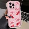 Simple Pink Cherry Bow Pattern Phone Case For iPhone 17 16 15 14 13 12 11 Pro Max 17 Air 16E X XR XS 7 8 Plus Shockproof Cover