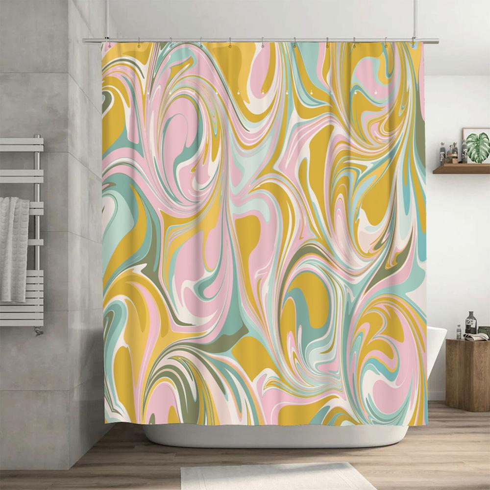 Vibrant Fall Leaves Shower Curtain Decorative Bathroom Window Drapes with Rustic Country Style Floral Print for Home Decoration