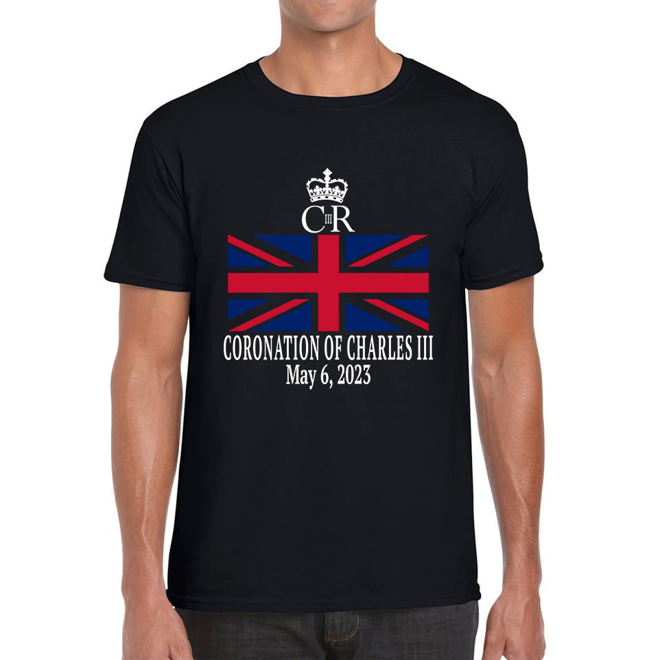 Royal Cypher CR III Coronation Of Charles III 6th May 2023 King Charles III Royal King British Flag Mens Tee Top S