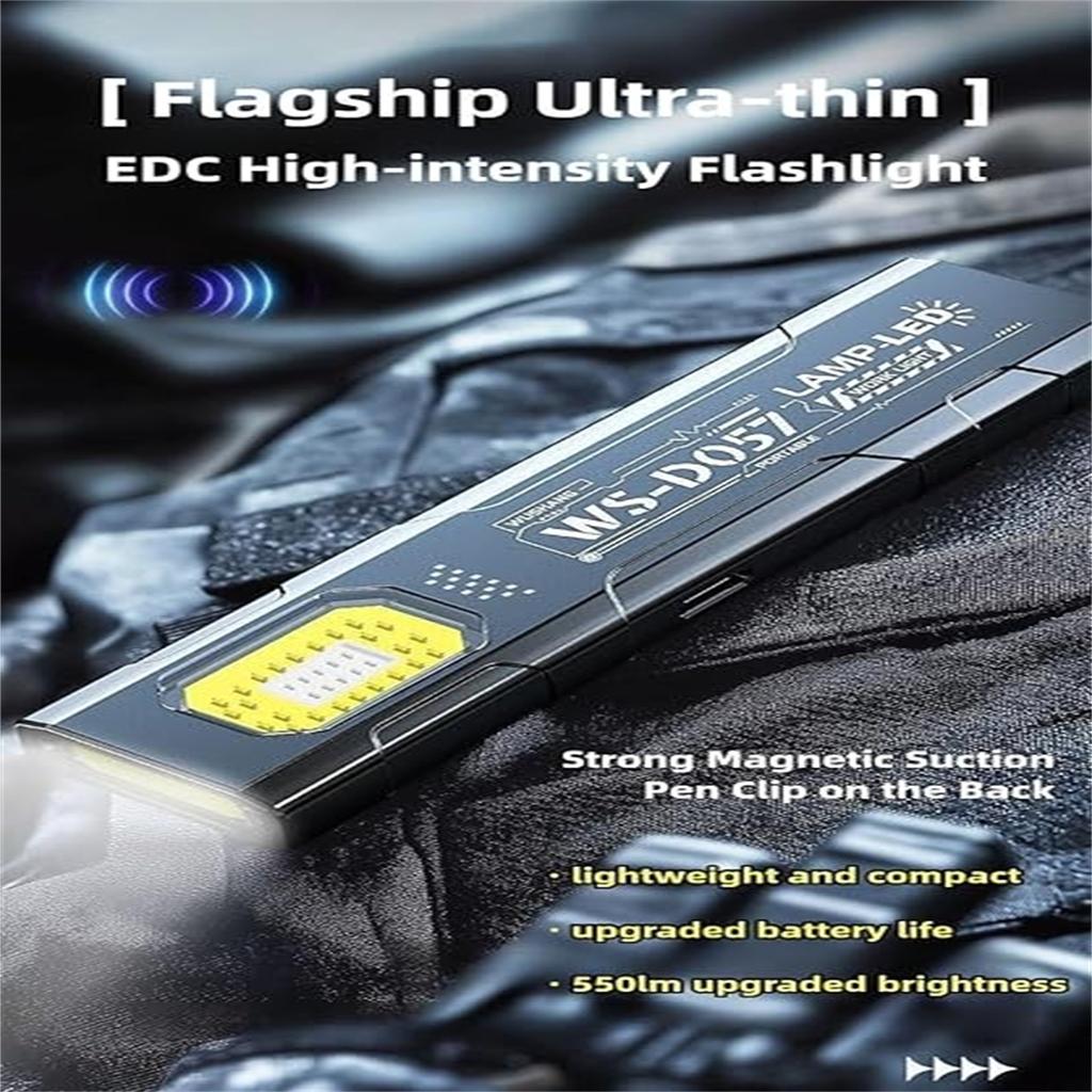Portable USB Flashlight – Magnetic Rear Light with Back Clip, Multi-Functional Outdoor Work Lamp for Camping, Garage &