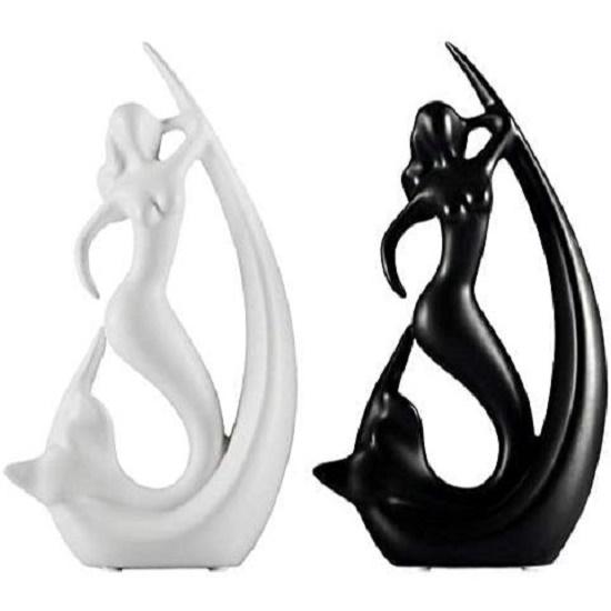 Mermaid Shape Ceramic Home Decor Figurine| Office or Living Room Showpiece Artifact for TV Unit Centre Table |