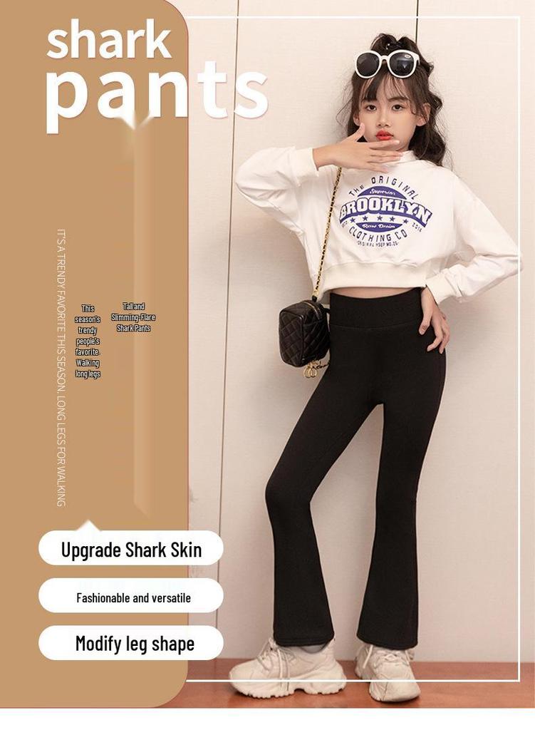2025 Girls' High-Waist Velvet Flare Yoga Dance Pants for Autumn & Winter