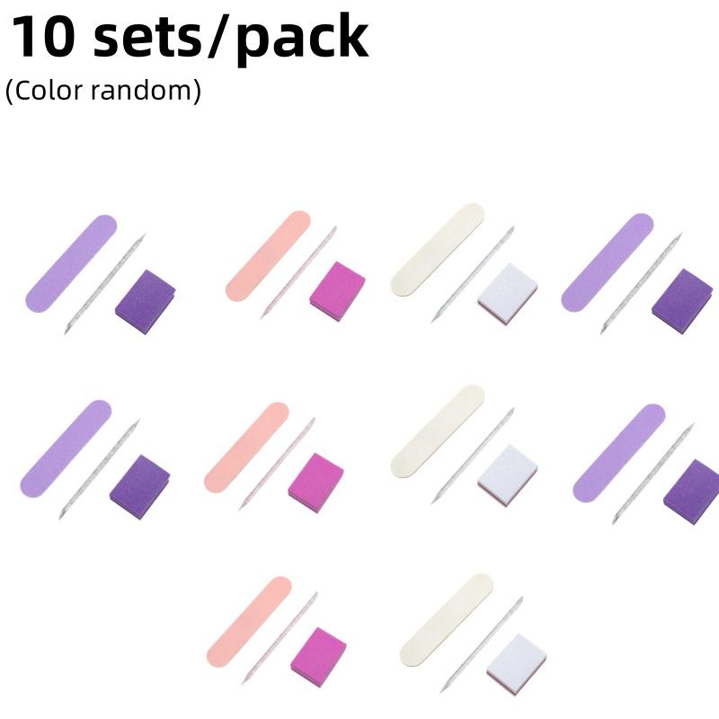 5sets/10sets Nail Art Tool Kit Manicure Nail File Stick Cuticle Pusher Square Nail File Material Kit Nail Polishing Strip