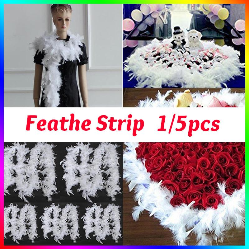 Buy 1/5PC 2M Christmas Tree White Feather Boa Home Party Xmas Ribbon