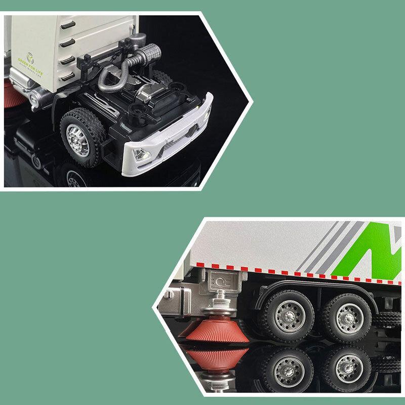 Camion della spazzatura giocattolo in scala 1/32 con suono e luce per ragazzi, modello di camion per il riciclaggio, auto giocattolo pressofusa, regalo per bambini