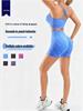 TK High Waist Seamless Yoga Set: Stretchy Three-Quarter Shorts & Sexy Bra with Chest Pads for Women