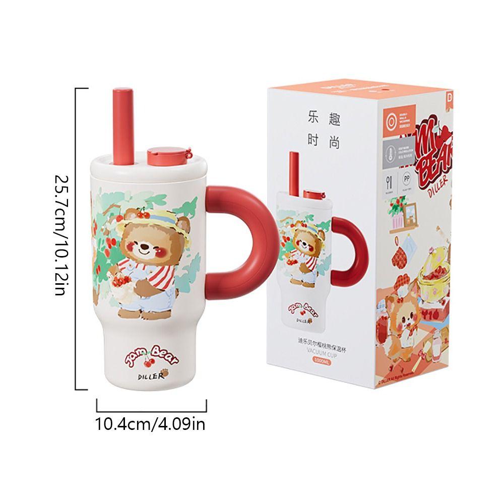 Portable 1000ML Straw Vacuum Cup Large Capacity Detachable Tea Storehouse Insulated Cup Cold&Hot 316 Stainless Steel Tumbler Car